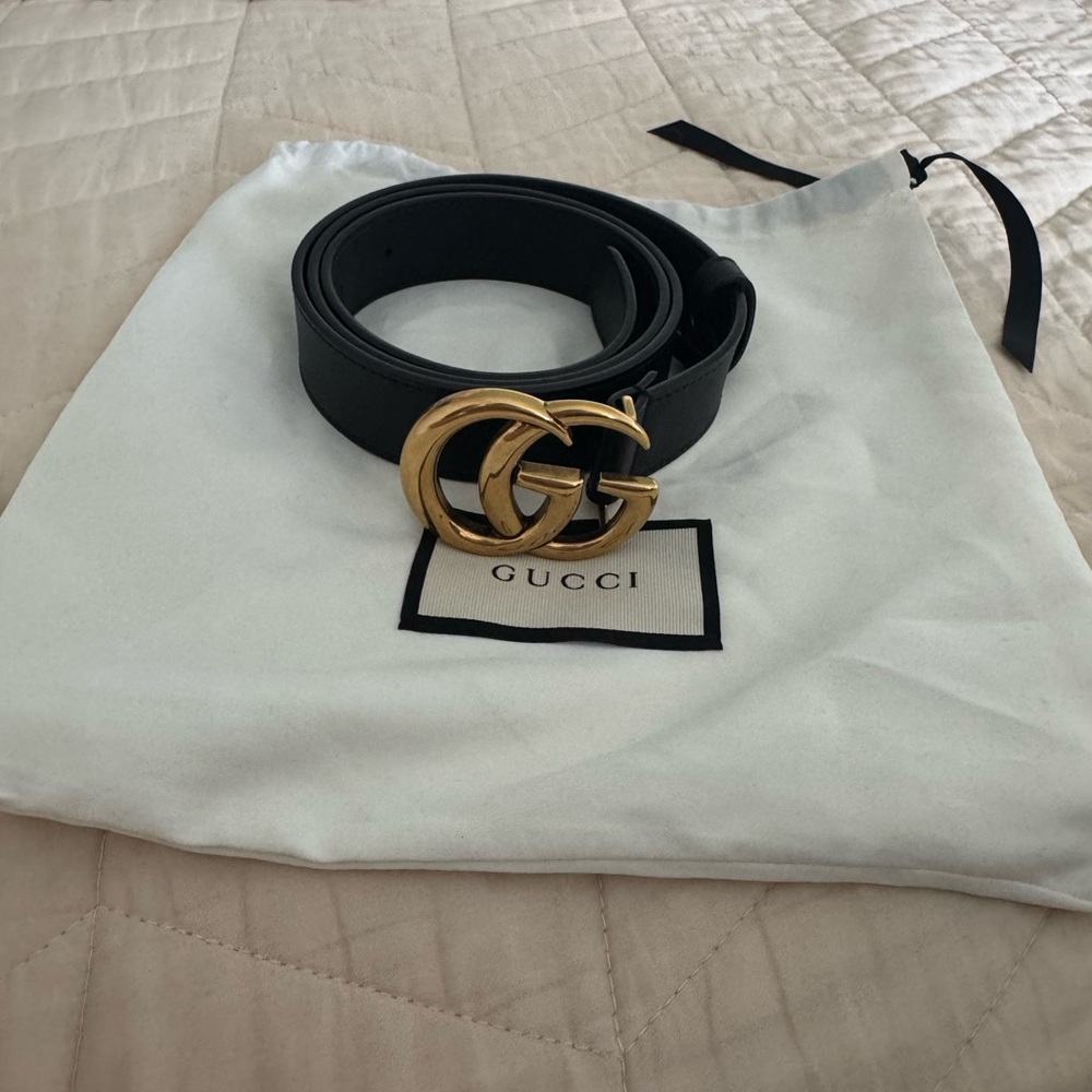 Gucci Black Belt with Gold Buckle